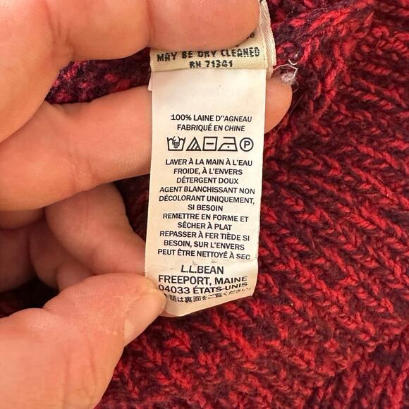 L.L. Bean 100% Lambswool Full Double Zip Knit Cardigan Sweater Size S Red Winter - Picture 7 of 13